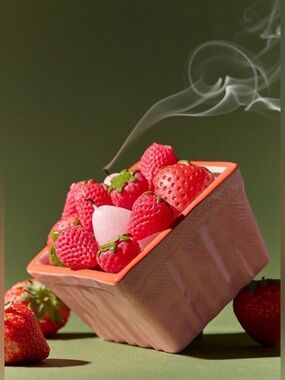 Anthropologie Strawberry Basket Ceramic Candle, NWT